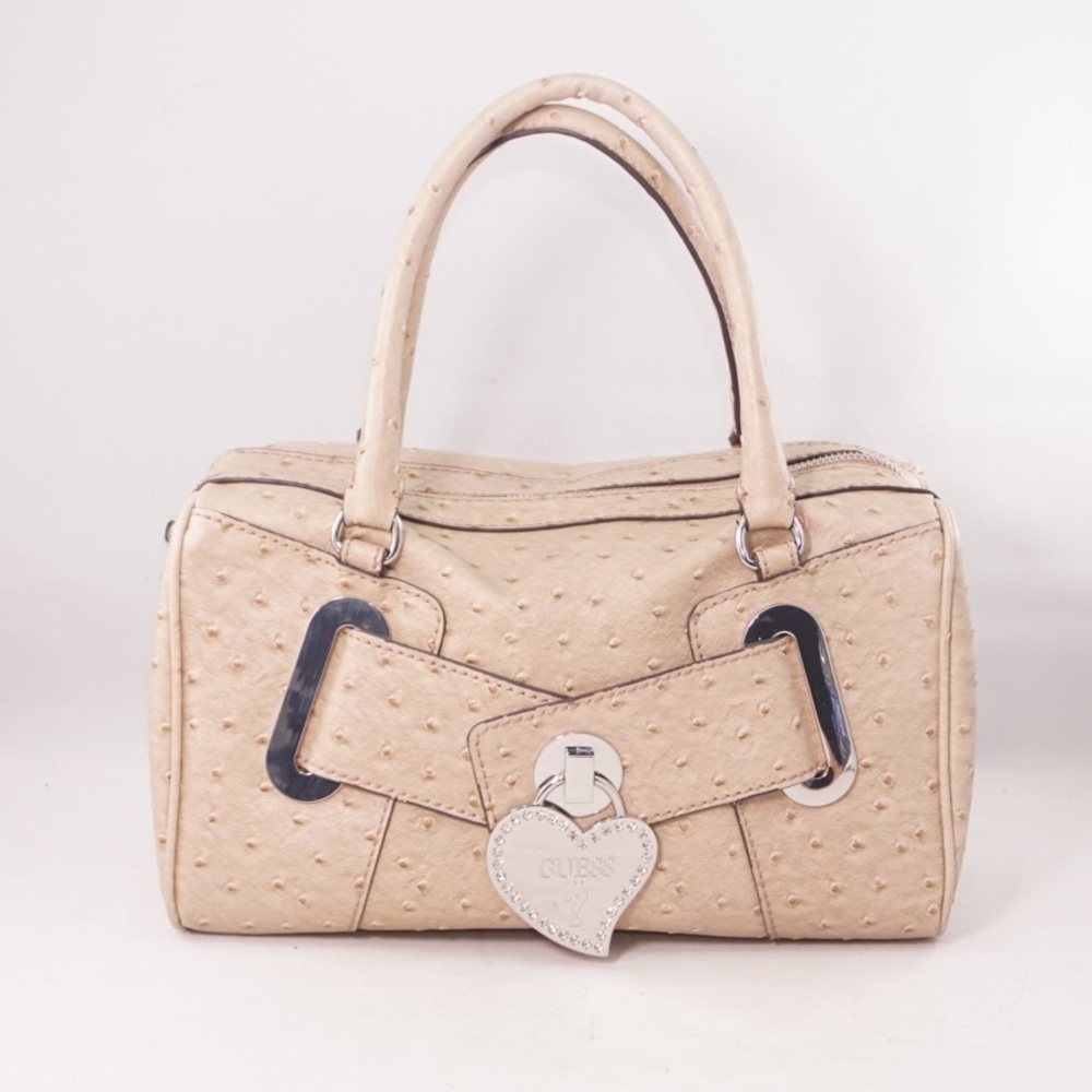GUESS Beige-Colored Ostrich Handbag